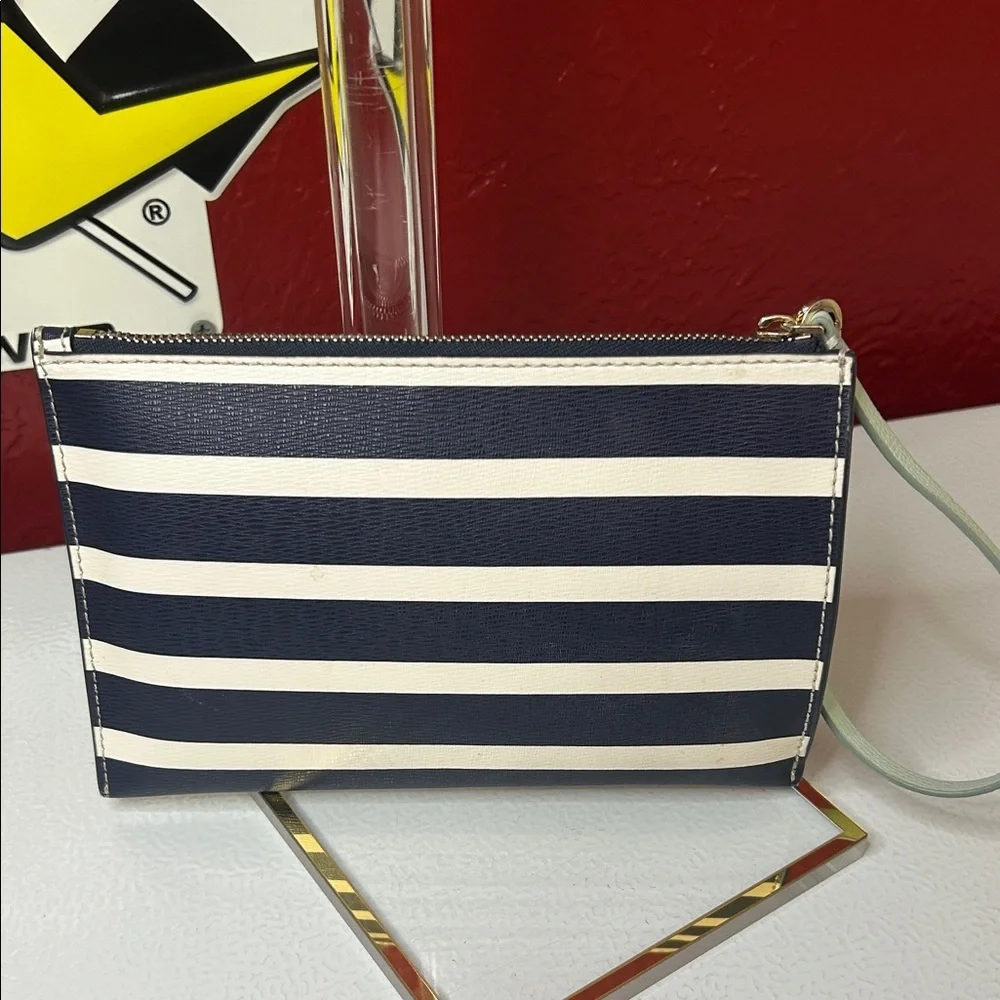 Kate Spade Navy and Cream Striped Wristlet